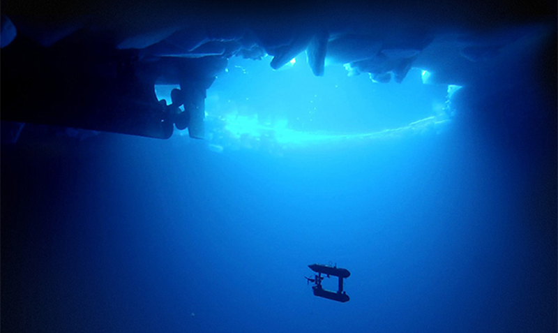 Exploración del hielo menos profundo de la Antártida mediante un robot SeaBED AUV. Foto: WHOI